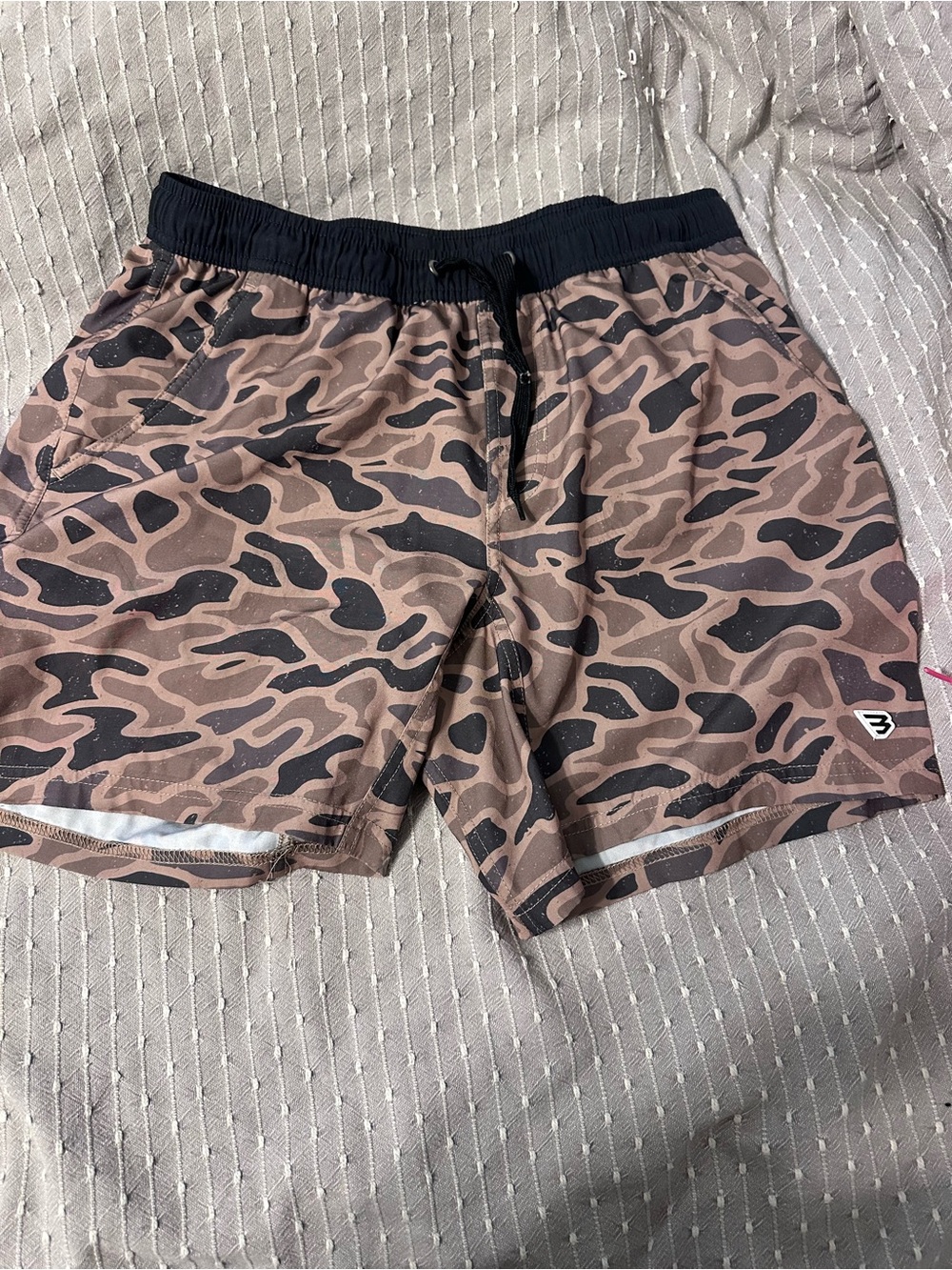BURLEBO Brown and Black Camo Athletic Shorts